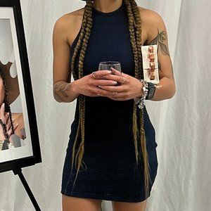 Women's Casual Sleeveless Round Neck Dress Knitted Bodycon Mini Dresses